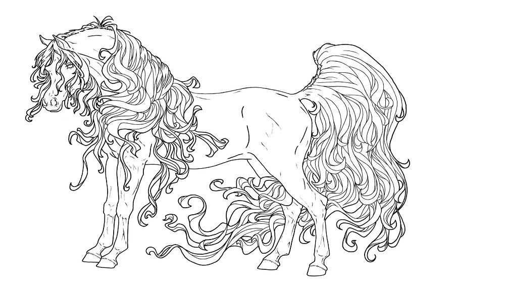 horse with long hair coloring pages supercoloring