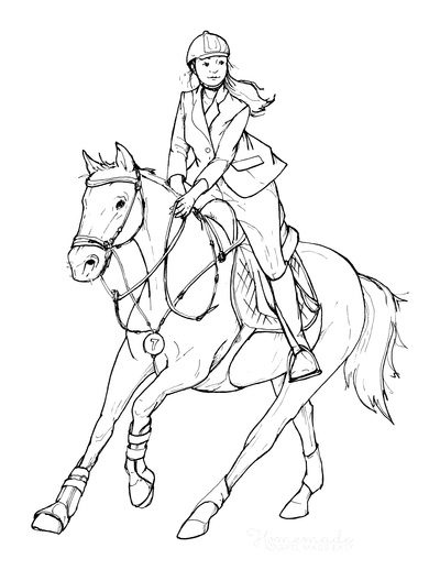 horse with rider coloring pages