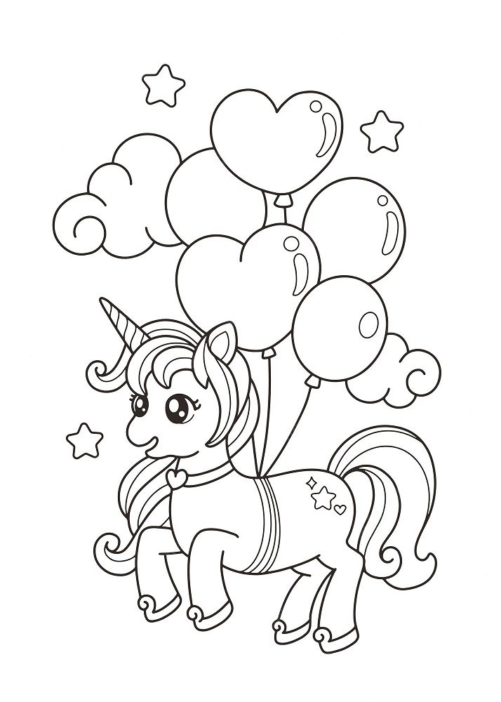 hot air balloon with horse coloring pages free