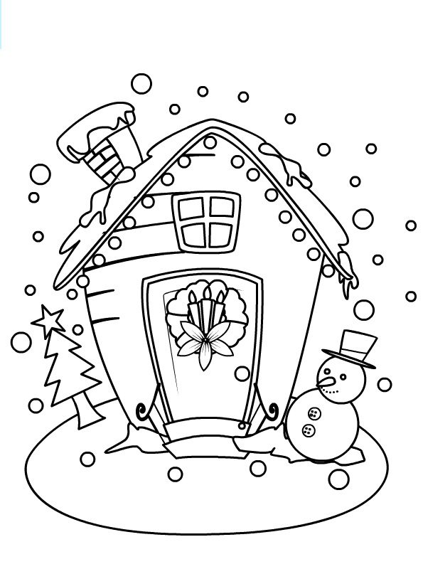 house in winter coloring pages