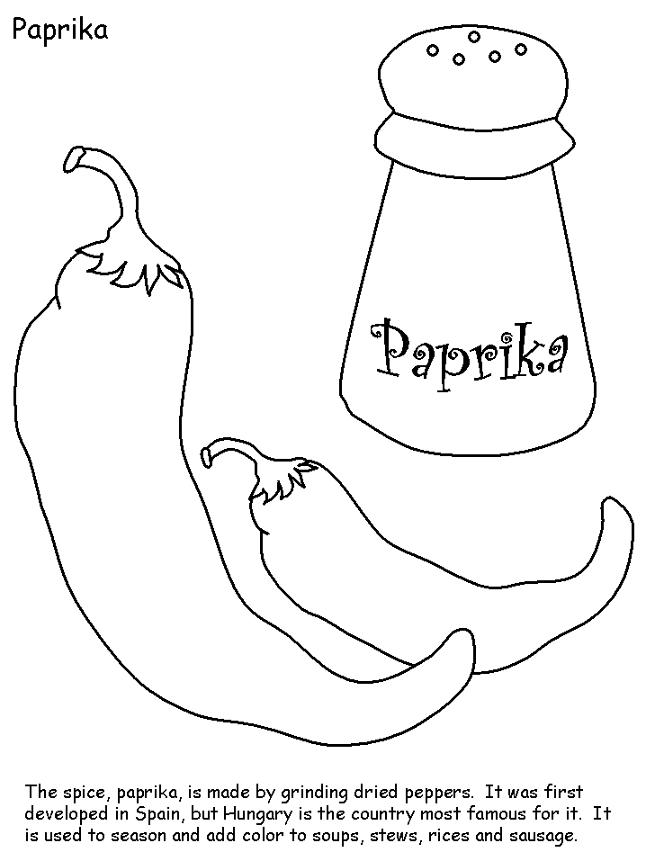 Hungary Paprika Countries Coloring Pages