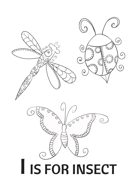 I is for Insect Coloring Page