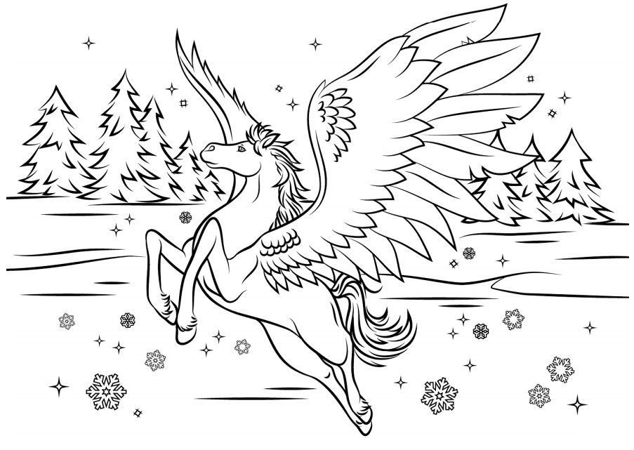 images of winter with horses coloring pages