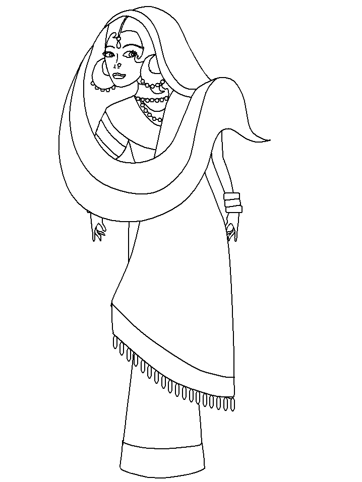 India Sari Countries Coloring Pages