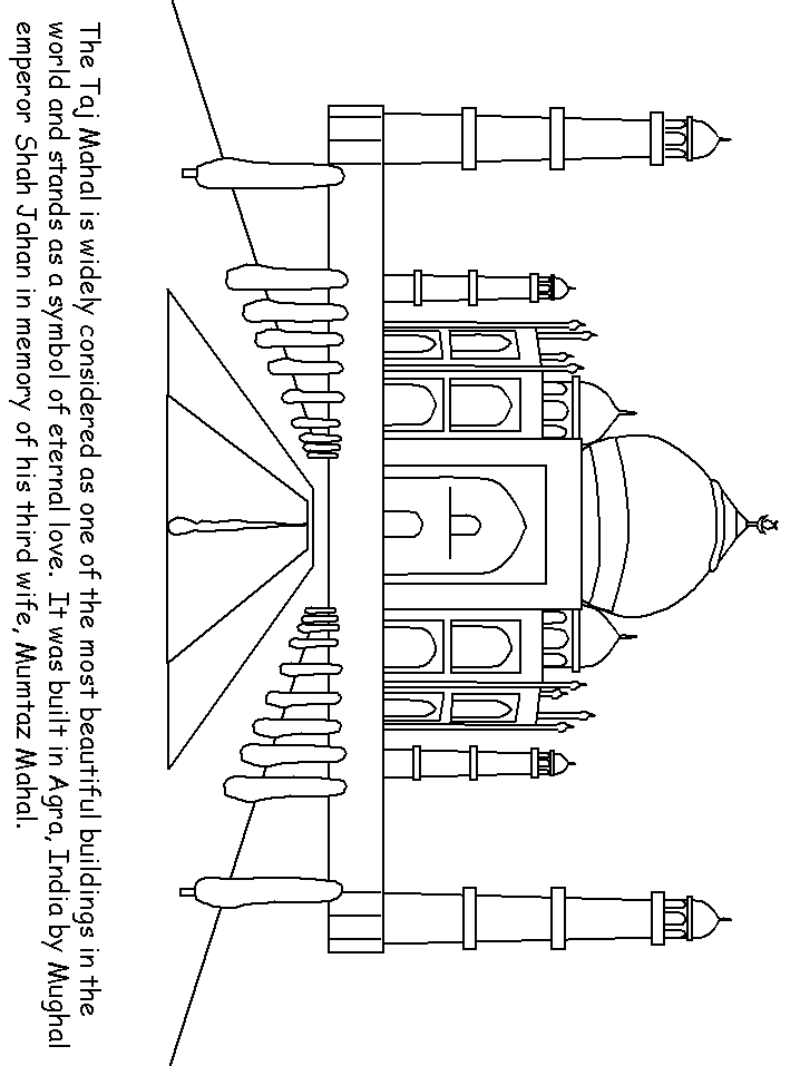 India Taj Mahal coloring page