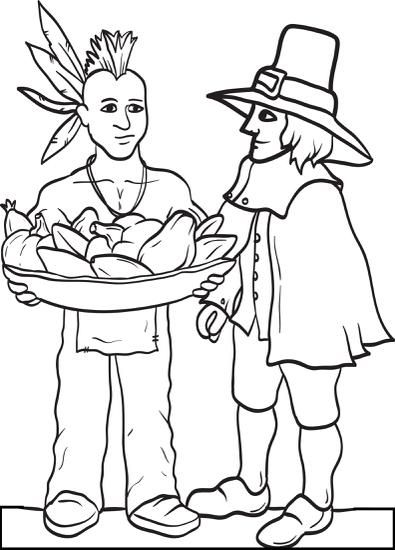 Indian and Pilgrim Coloring Pages
