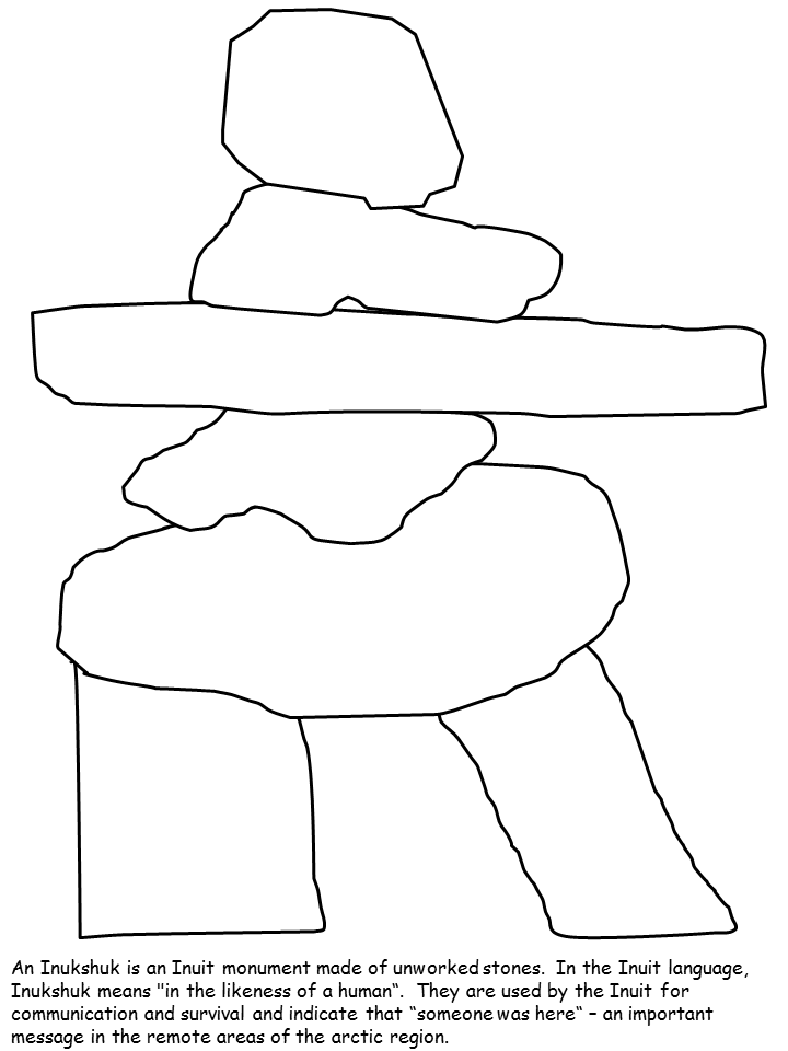 Inuit Inukshuk Text Countries Coloring Pages