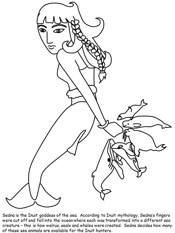 Inuit Sedna Text Countries Coloring Pages
