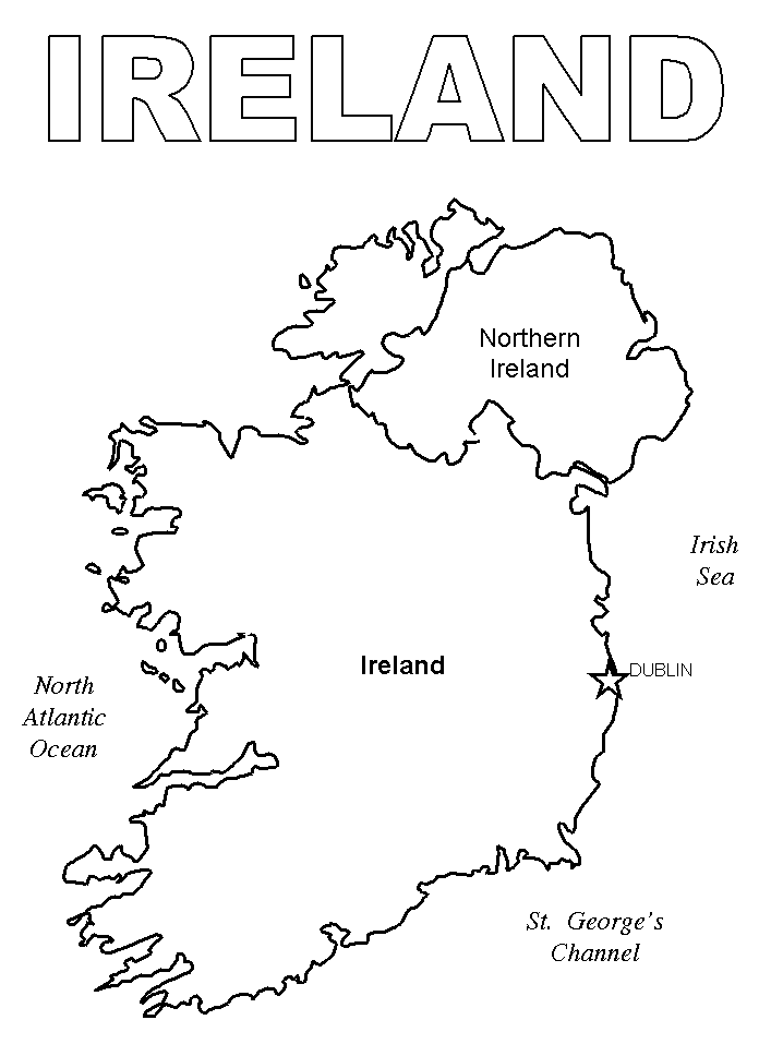 Map of Ireland coloring page