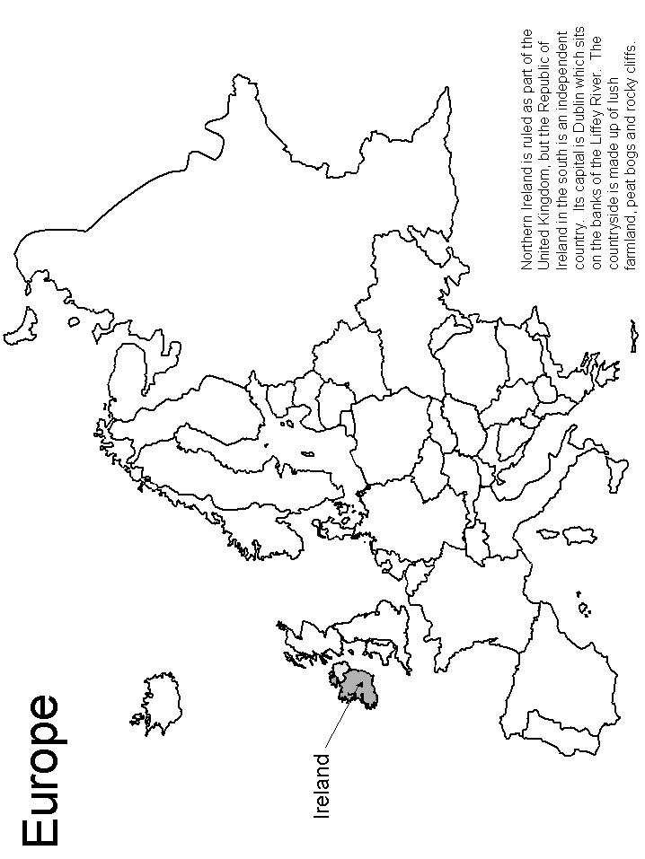 Map of Europe coloring page