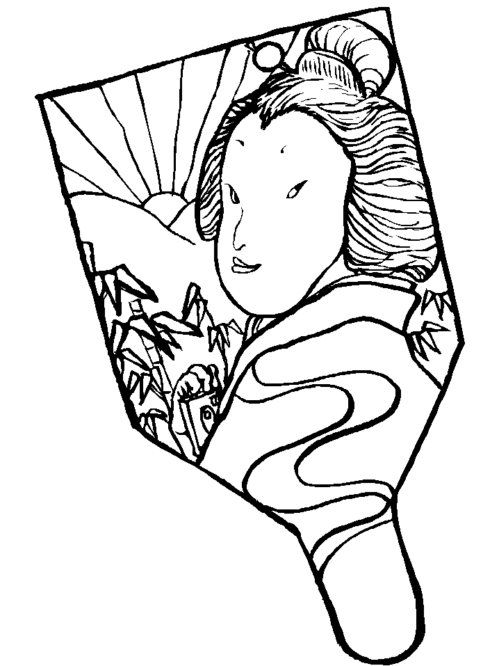 Japanese fan coloring page