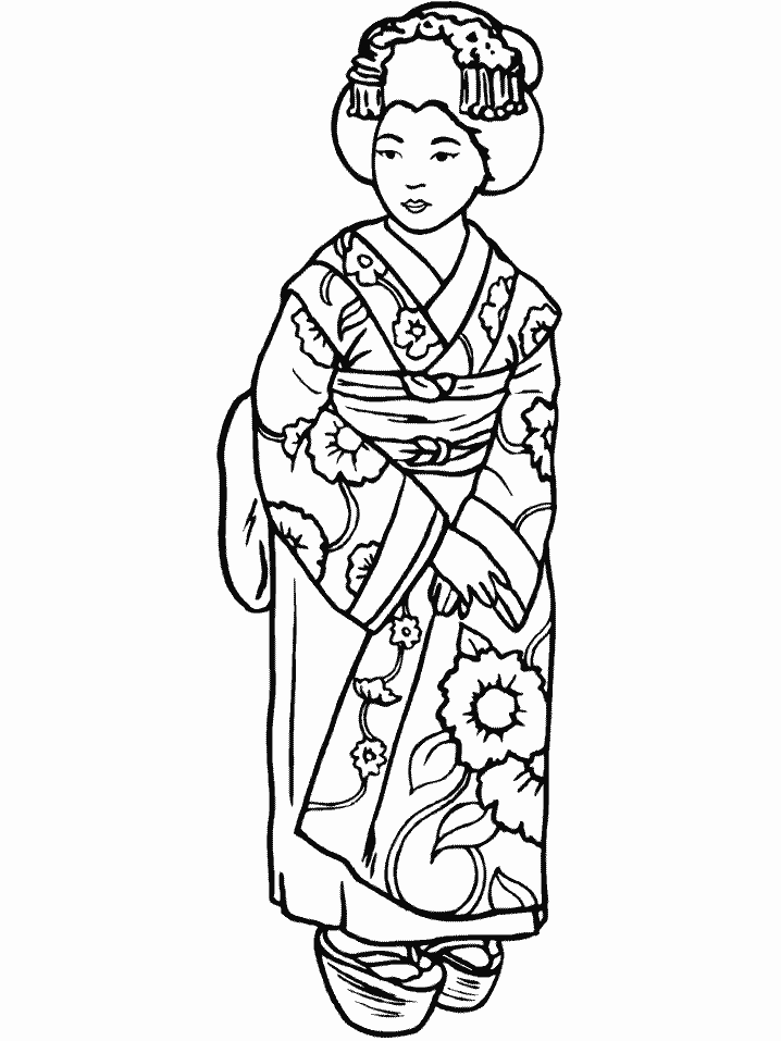 Japanese Girl Coloring Pages