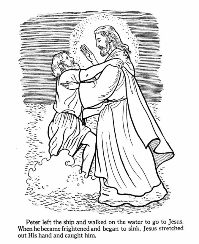jesus and peter on the water coloring pages