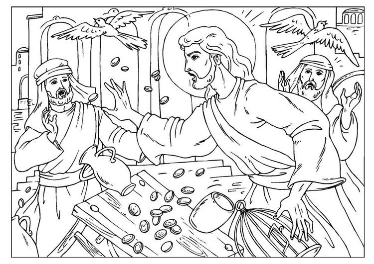 Jesus Cleanses the Temple Coloring Page