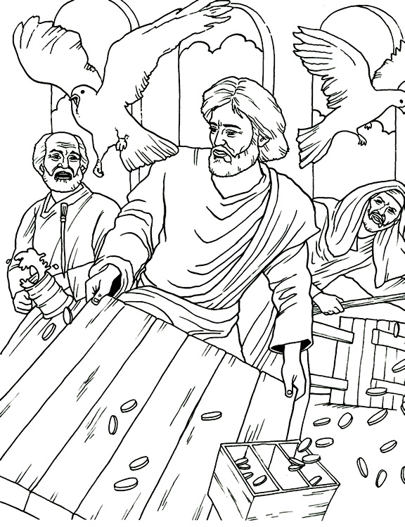 Jesus Clears the Temple Coloring Pages