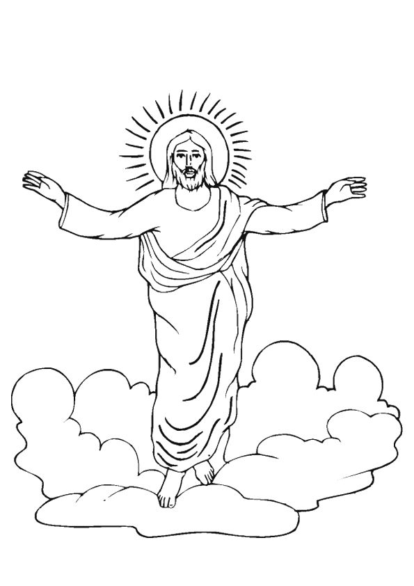 Jesus Coming in the Clouds Coloring Page
