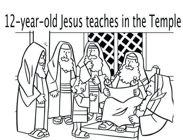 Jesus in the Temple at 12 Coloring Page