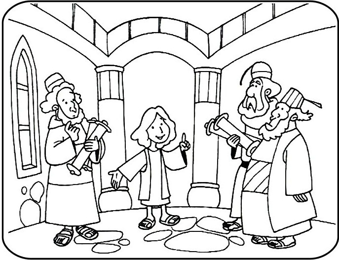 Jesus in the Temple Coloring Page