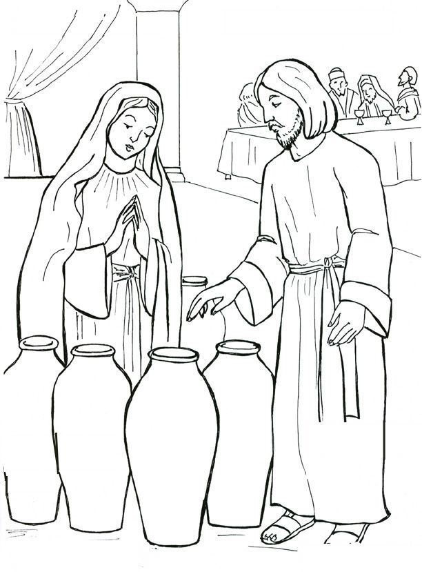 jesus turning the water into wine coloring pages