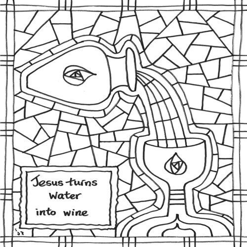 jesus turning water into wine coloring pages