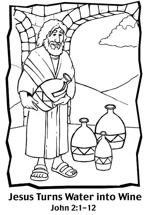 jesus turns water into wine coloring pages