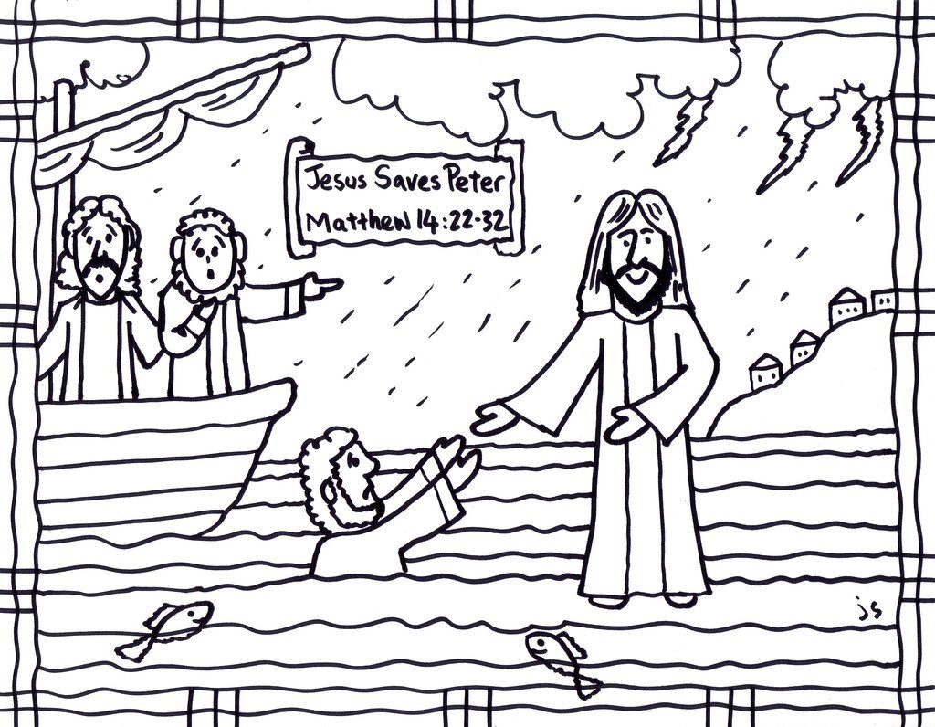 jesus walking on the water coloring pages
