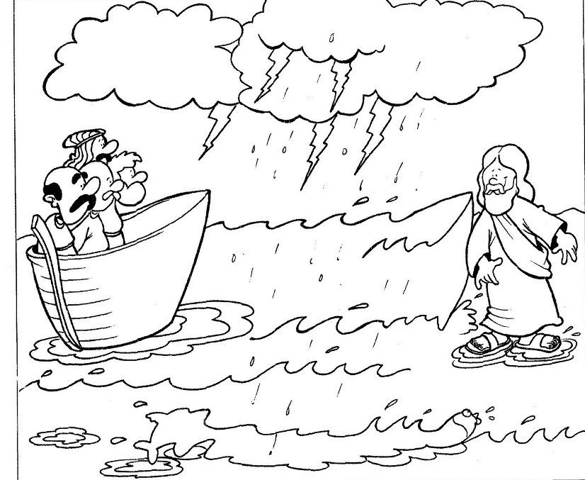Jesus Walks on Water Bible Coloring Pages Pictures