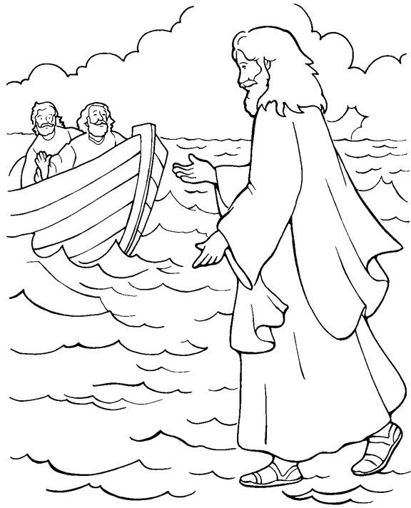 jesus walks on water coloring pages