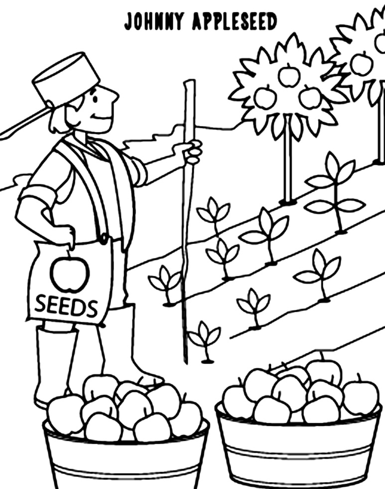 Johnny Appleseed Coloring Page