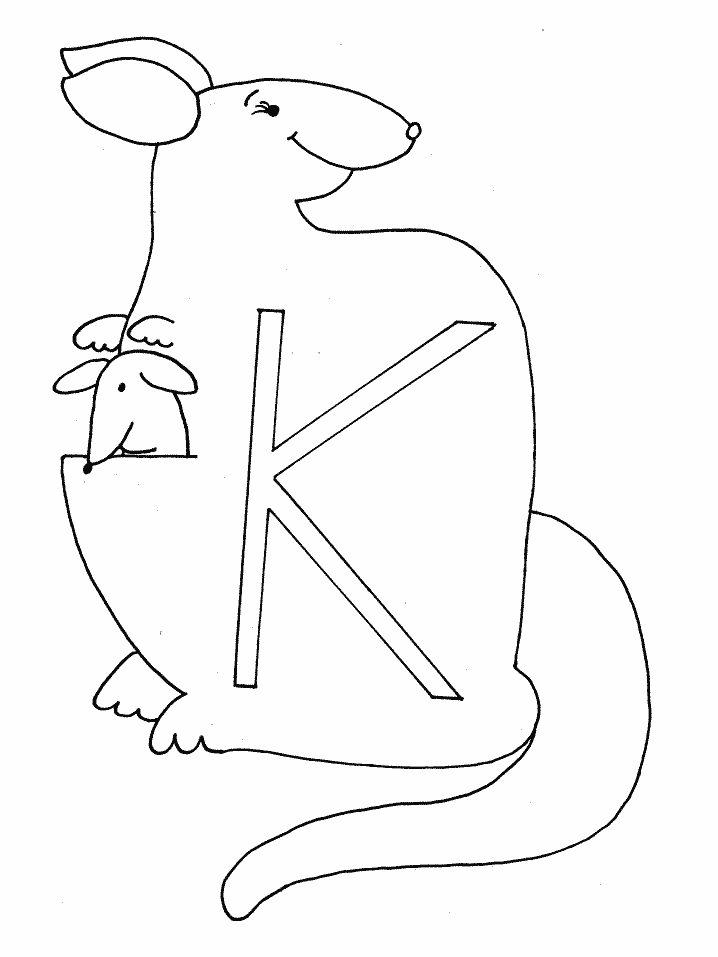 K Kangaroo Alphabet Coloring Pages