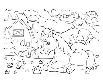 Kids Coloring Horse Pages for Easter