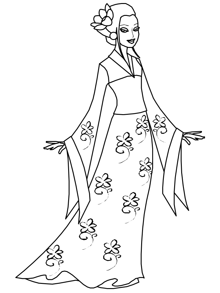 Kimono Japan Coloring Pages coloring page & book for kids.