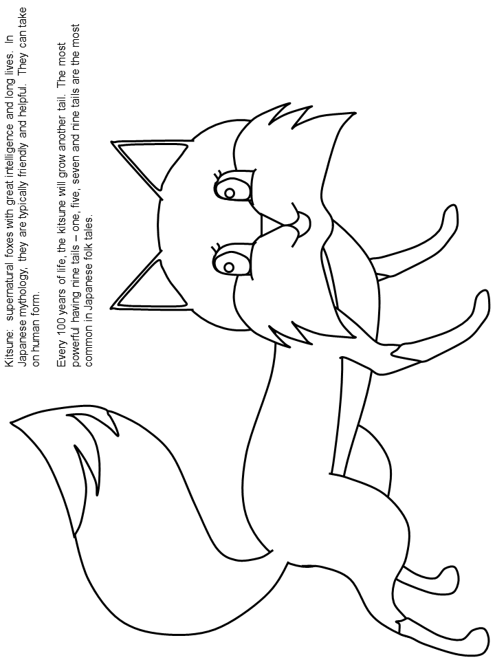 Kitsune Coloring Pages For Kids