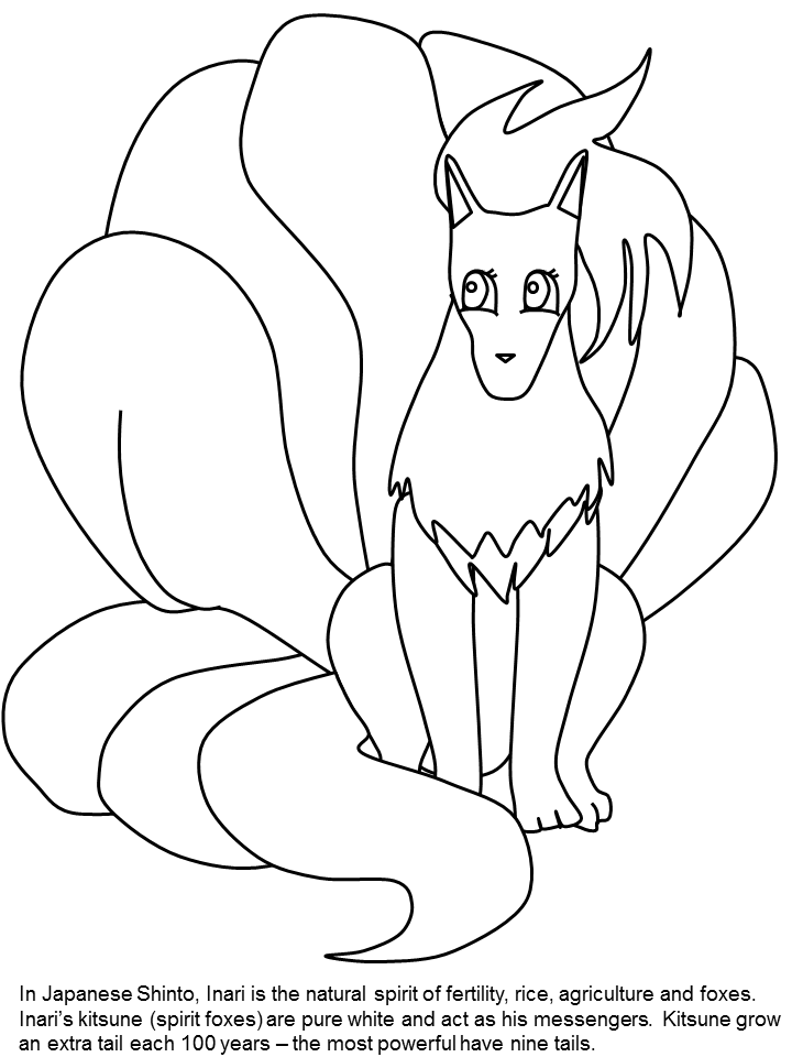 Kitsune Coloring Page