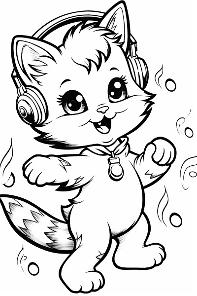 Kitten with Jewelry on Coloring Pages
