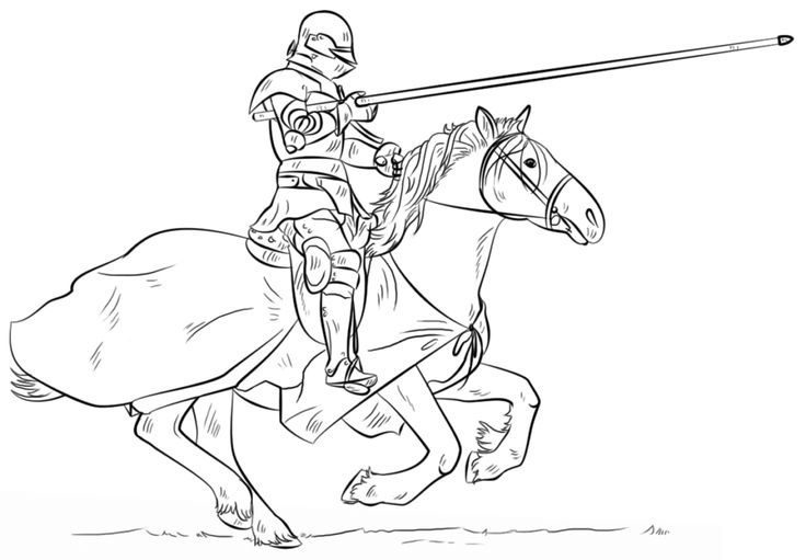 knight in shining armor on a white horse coloring pages
