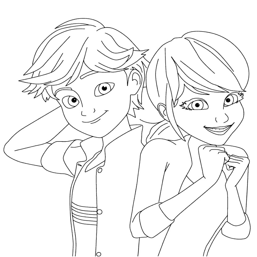 ladybug and cat noir coloring page