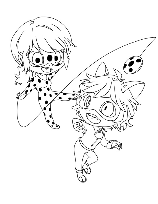 ladybug and cat noir printable coloring pages