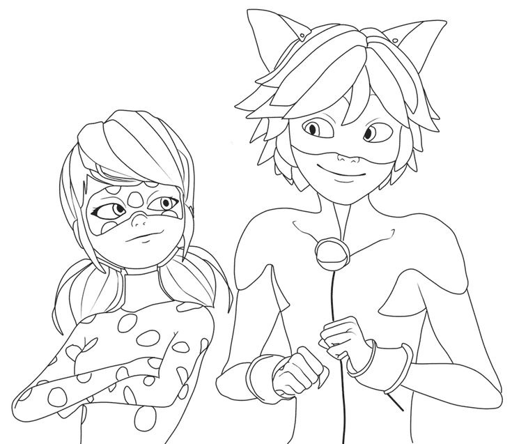 ladybug cat noir coloring pages