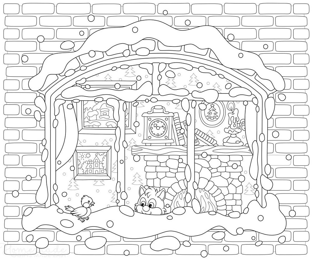 large winter coloring pages for adults
