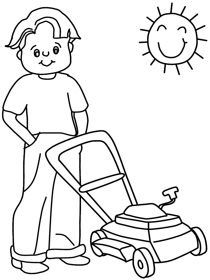 Lawnmower Summer Coloring Pages