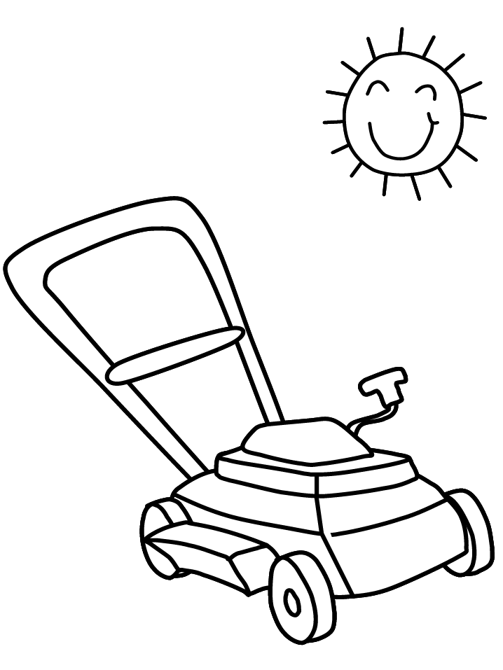 Lawn Mower Summer Coloring Pages