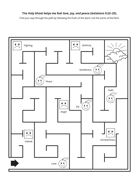 LDS Holy Ghost Hidden Pictures, Mazes, Puzzles, Dot to Dot, Coloring Pages, Word Search, Crosswords