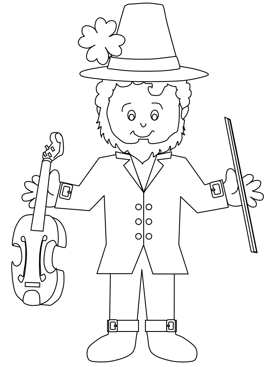 Leprechaun Violin Coloring Pages