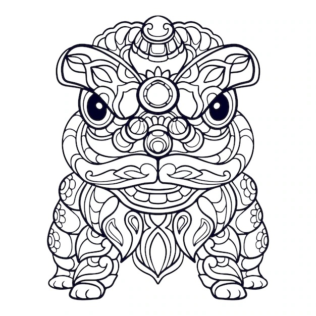 Lion Dance Coloring Page