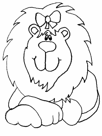Lion with Ribbon Coloring Pages