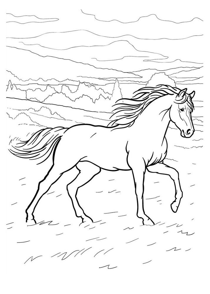 long horse coloring pages