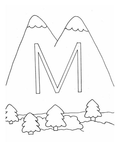 M mountain coloring page