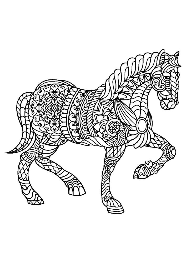 mandala horse coloring pages for adults