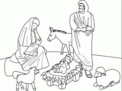 Manger Nativity Coloring Page